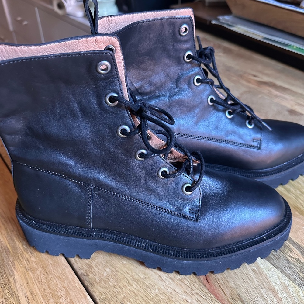 Madewell Black Leather Combat Boots